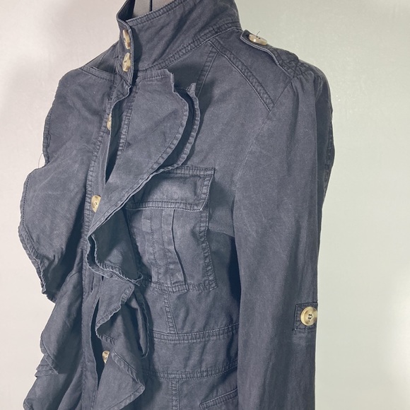 Double Zero 100% Cotton Ruffled Front Button Jacket Size M - Picture 4 of 13